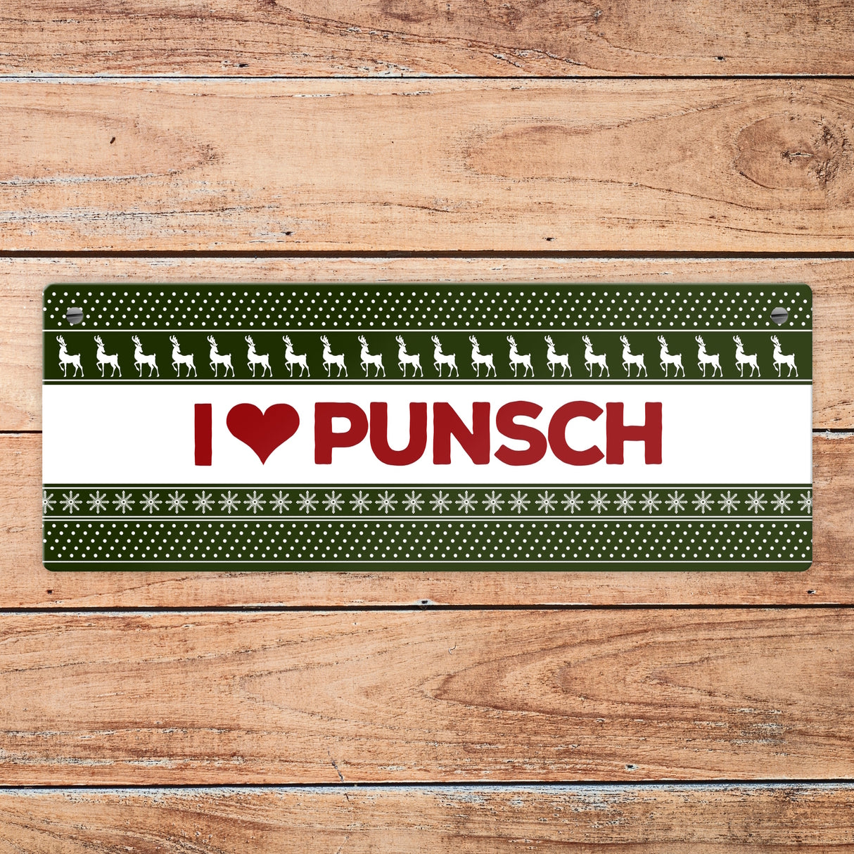 I love Punsch Metallschild mit Weihnachtsmuster Motiv Weihnachten Herz