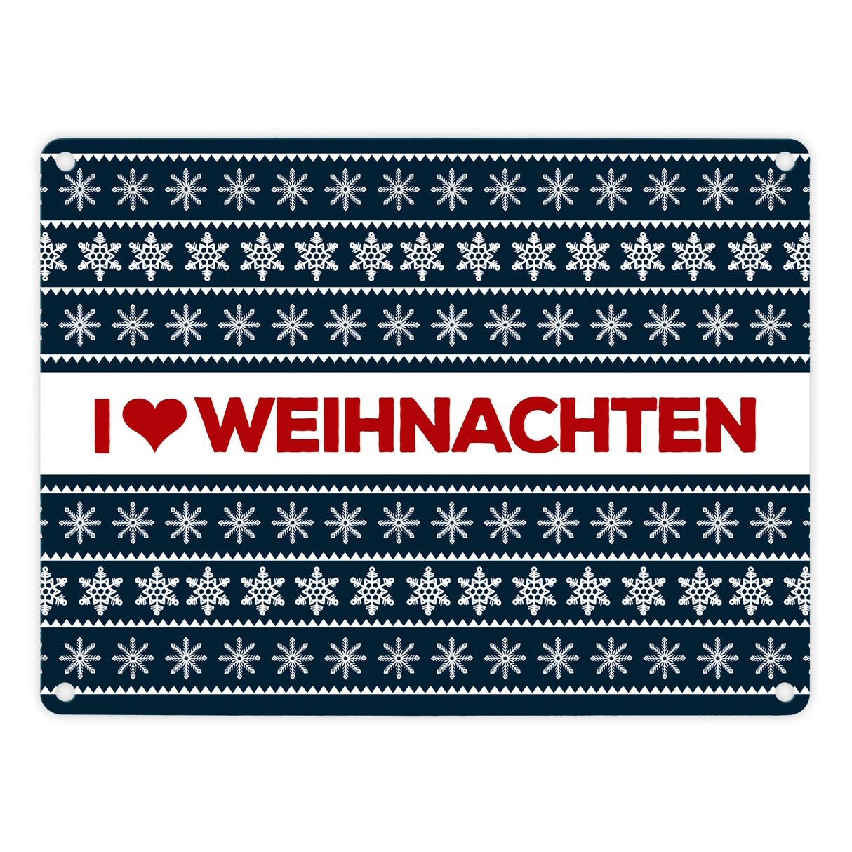 I love Weihnachten Metallschild mit Weihnachtsmuster Motiv - Weihnachten Herz Liebe Stern Schnee