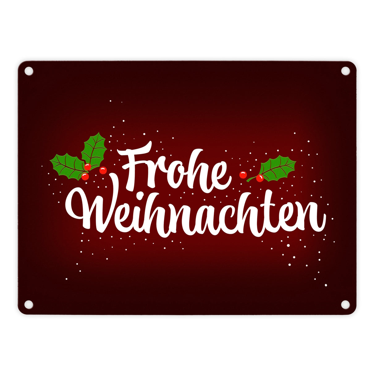 Frohe Weihnachten Metallschild mit Beeren und Blätter Motiv
