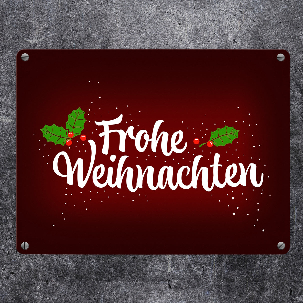 Frohe Weihnachten Metallschild mit Beeren und Blätter Motiv