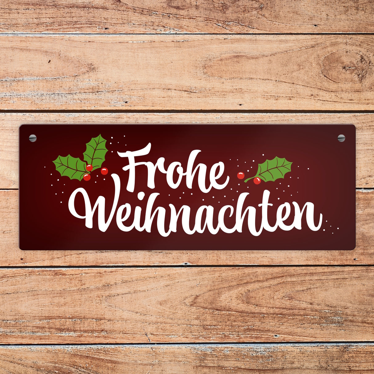 Frohe Weihnachten Metallschild mit Beeren und Blätter Motiv