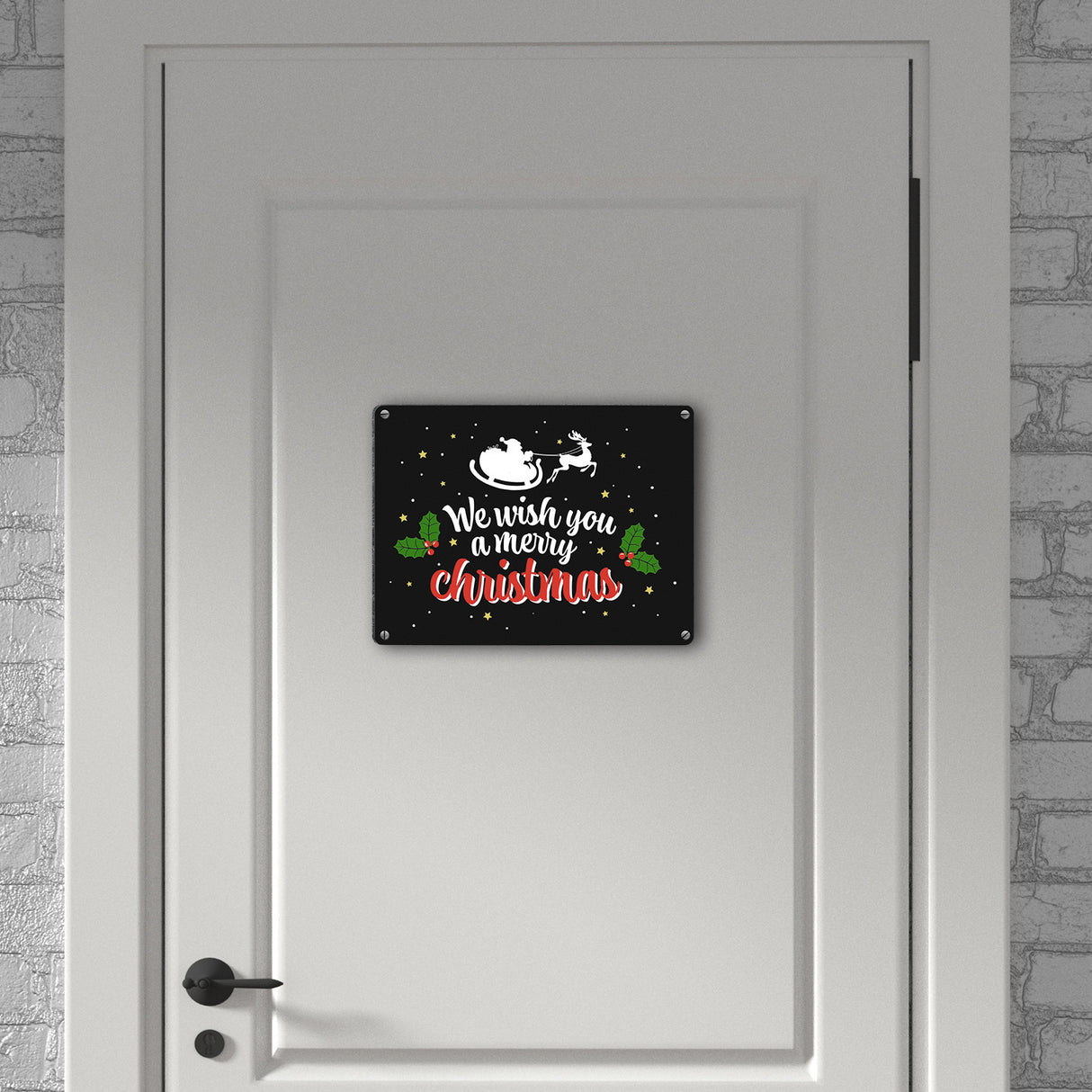 We wish you a merry christmas Metallschild mit Weihnachtsschlitten Motiv
