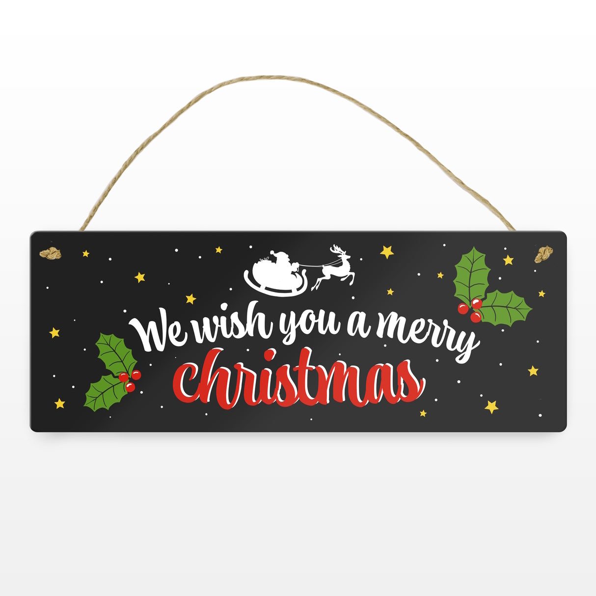 We wish you a merry christmas Metallschild mit Weihnachtsschlitten Motiv