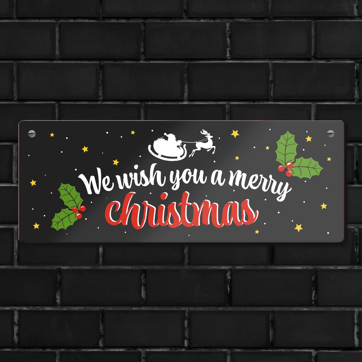 We wish you a merry christmas Metallschild mit Weihnachtsschlitten Motiv