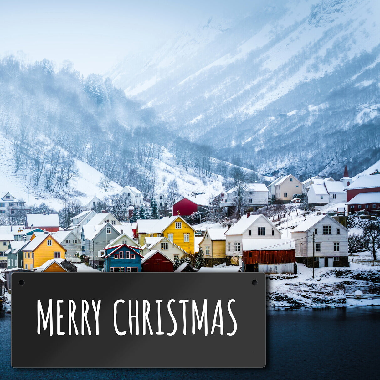 Merry Christmas Metallschild -weiß