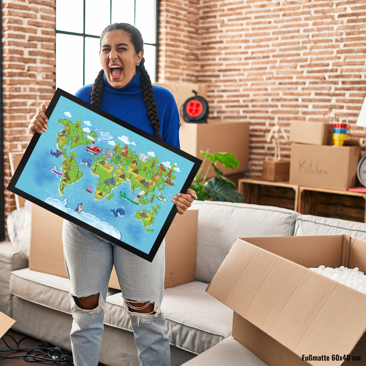 Kinder Weltkarte Fußmatte