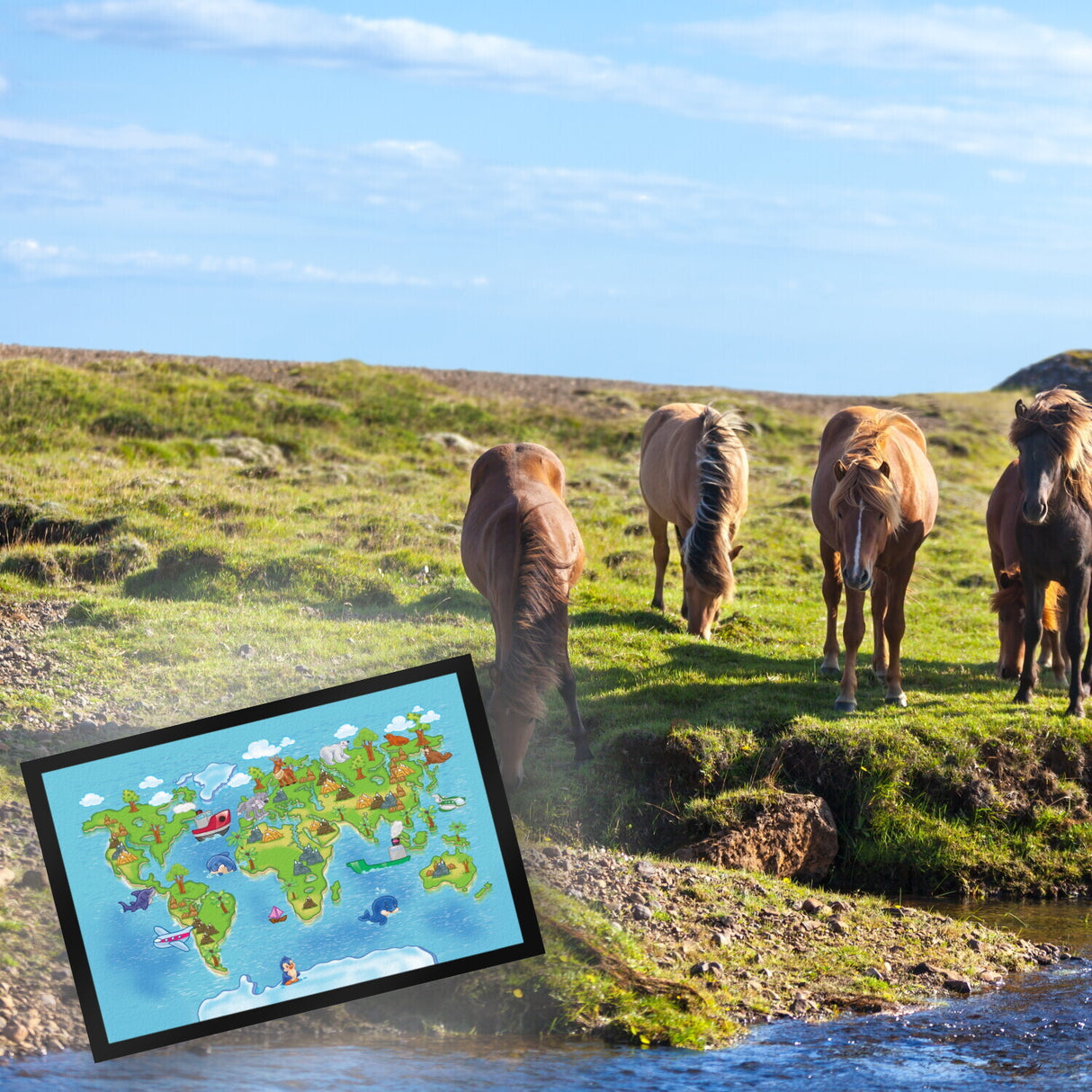 Kinder Weltkarte Fußmatte