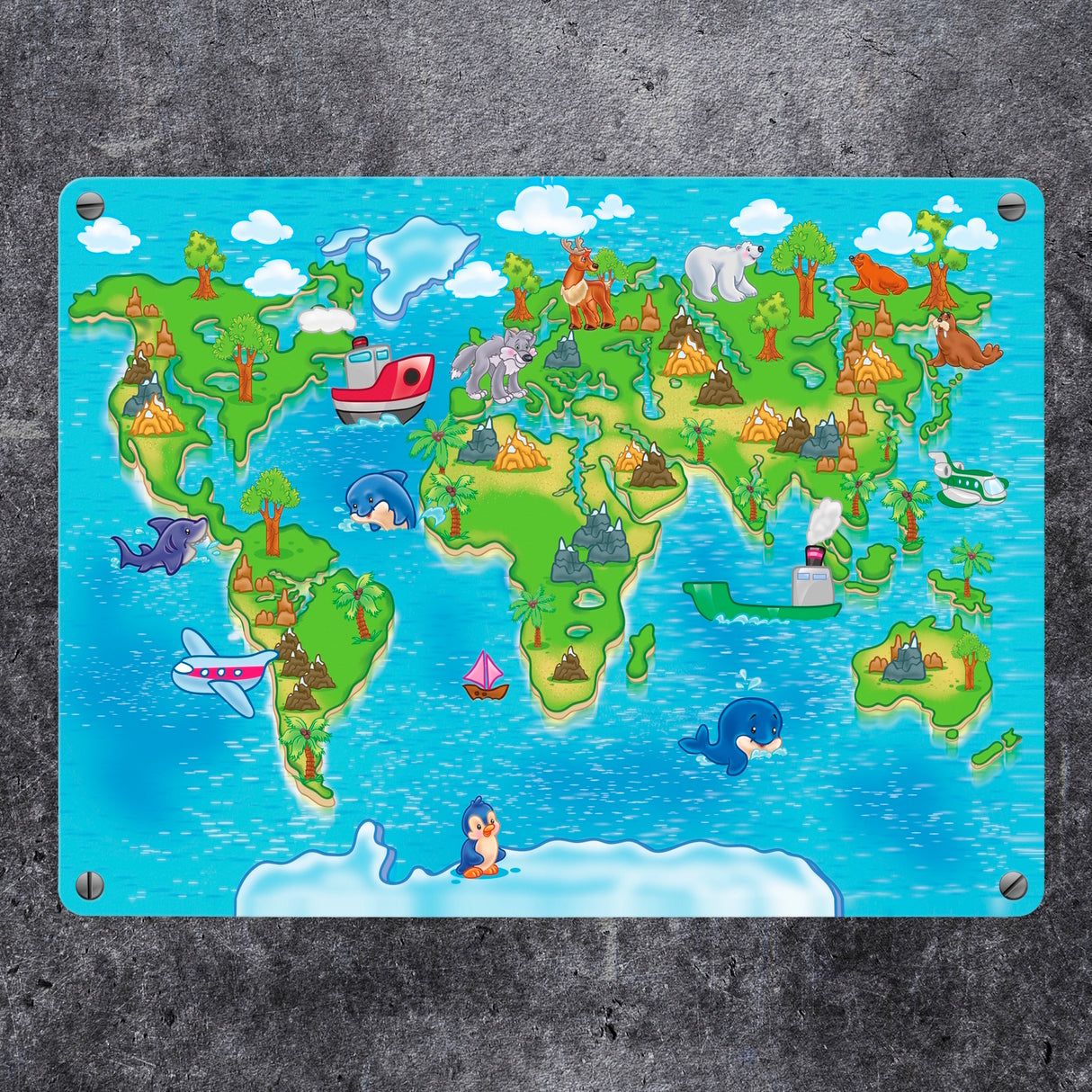 Kinder Weltkarte Metallschild