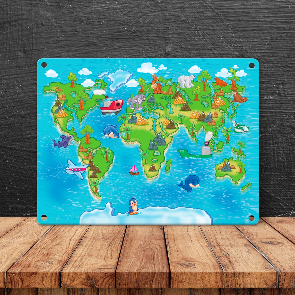 Kinder Weltkarte Metallschild