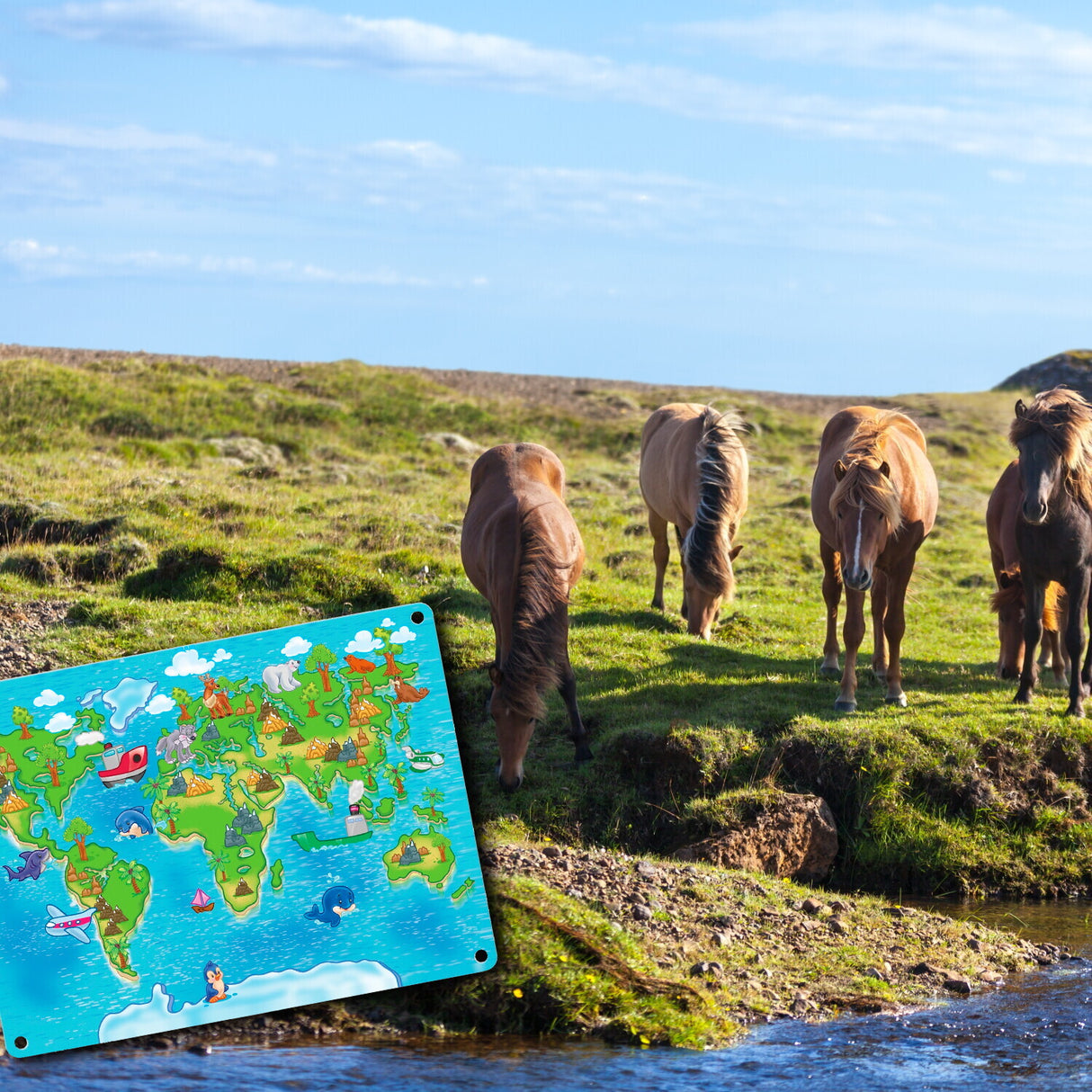 Kinder Weltkarte Metallschild