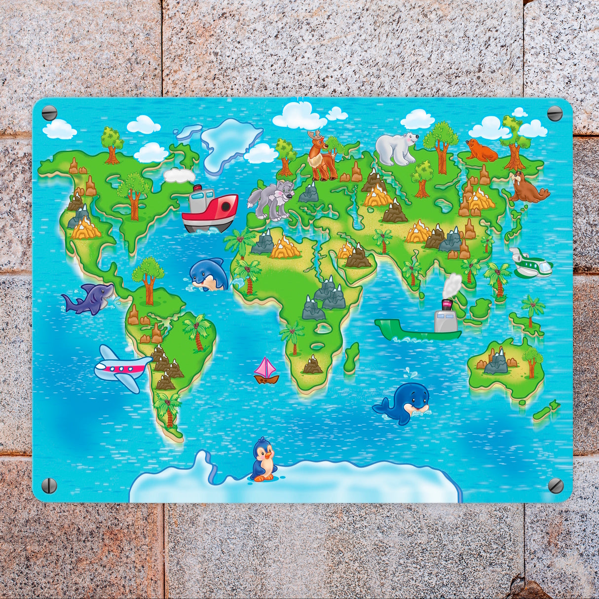 Kinder Weltkarte Metallschild