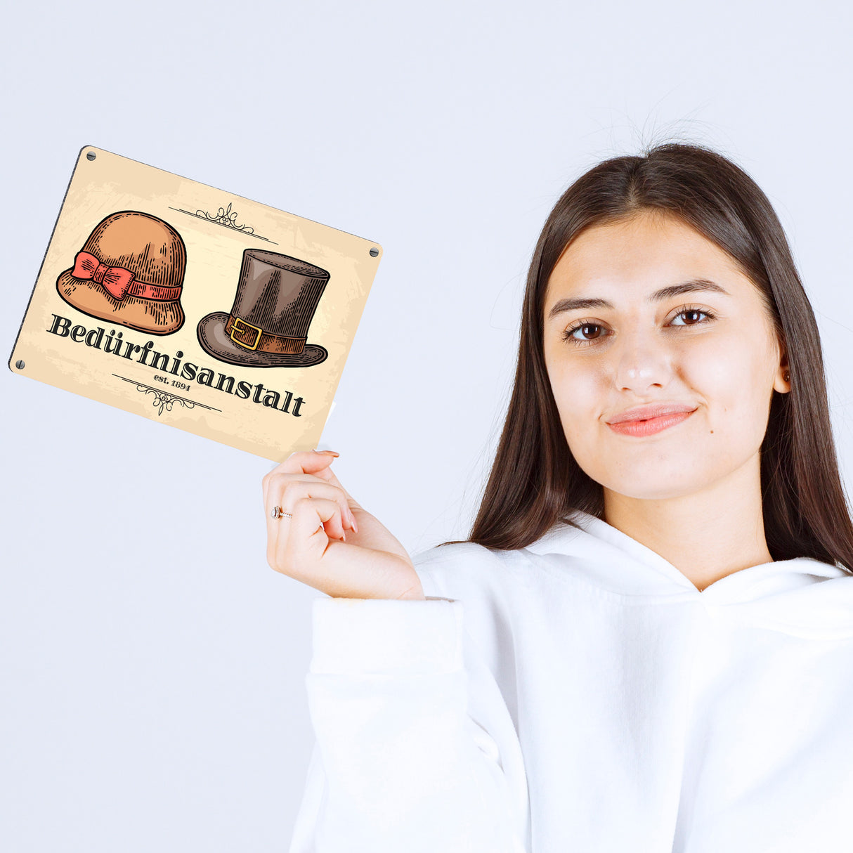 Toilettenbild Bedürfnisanstalt mit Hut und Zylinder Metallschild