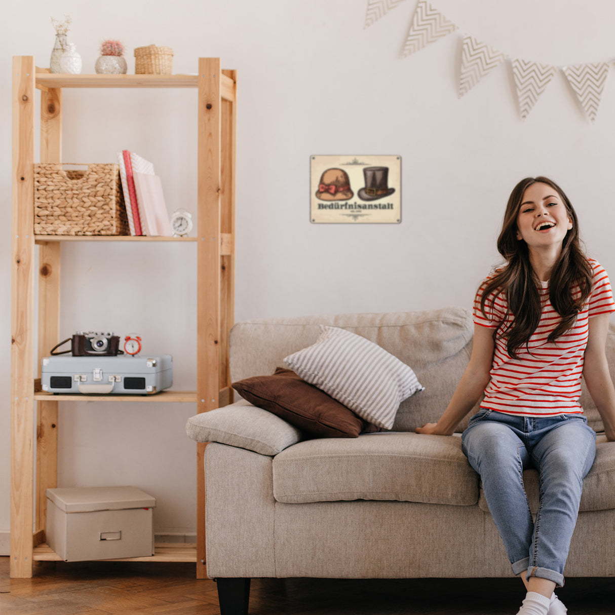 Toilettenbild Bedürfnisanstalt mit Hut und Zylinder Metallschild