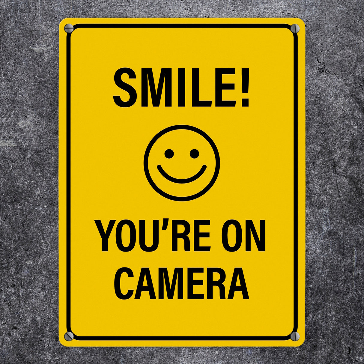 Smile you're on camera Metallschild - Kamera Lachen Lächeln Grundstück Eigentum Geischt