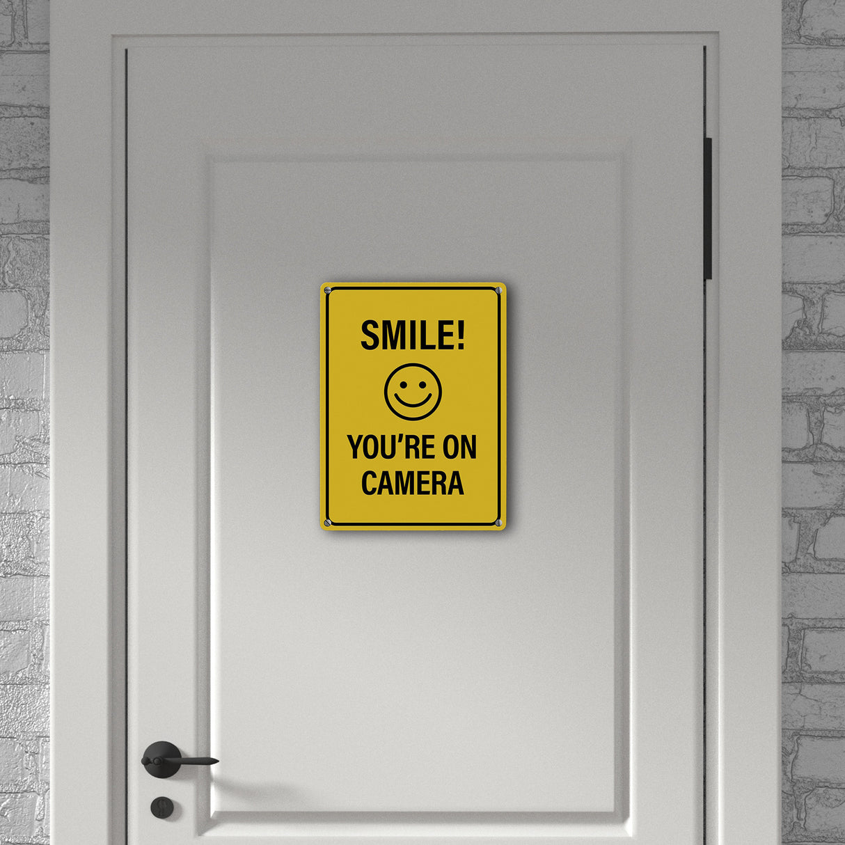 Smile you're on camera Metallschild - Kamera Lachen Lächeln Grundstück Eigentum Geischt