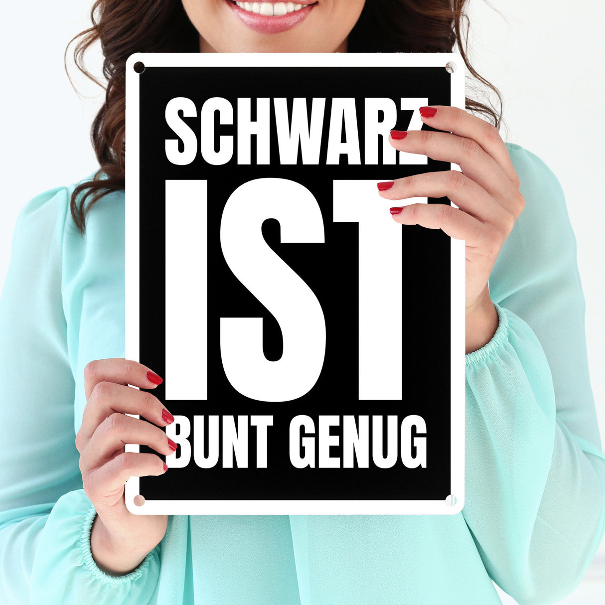 Schwarz ist bunt genug Metallschild - Farbe Lieblingsfarbe dunkel matt glänzend