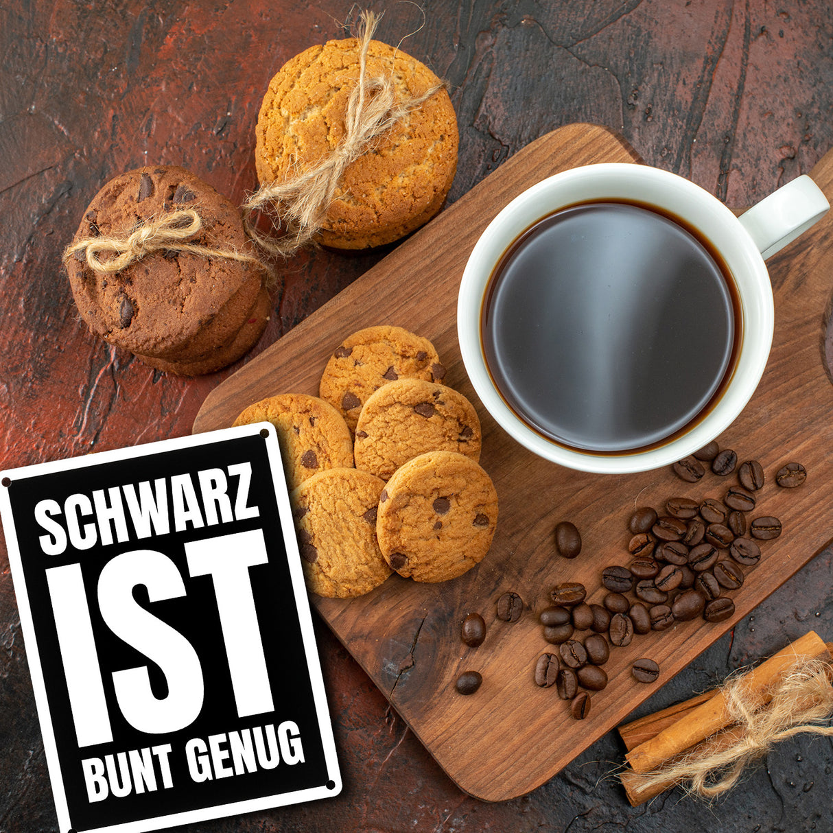 Schwarz ist bunt genug Metallschild - Farbe Lieblingsfarbe dunkel matt glänzend