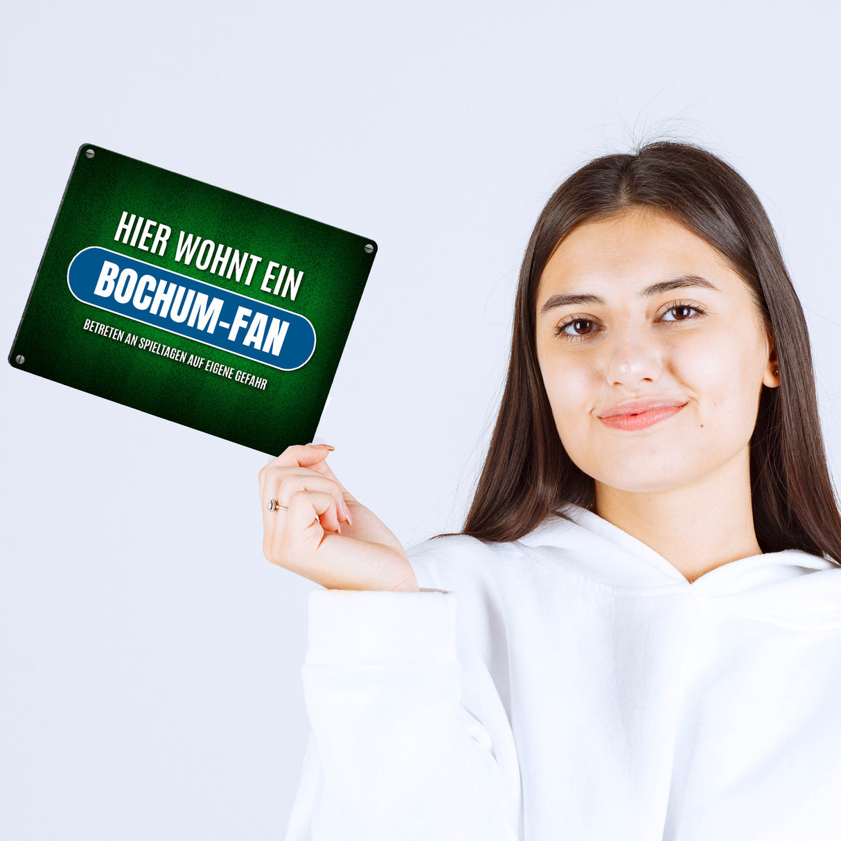 Hier wohnt ein Bochum-Fan Metallschild mit Rasen Motiv
