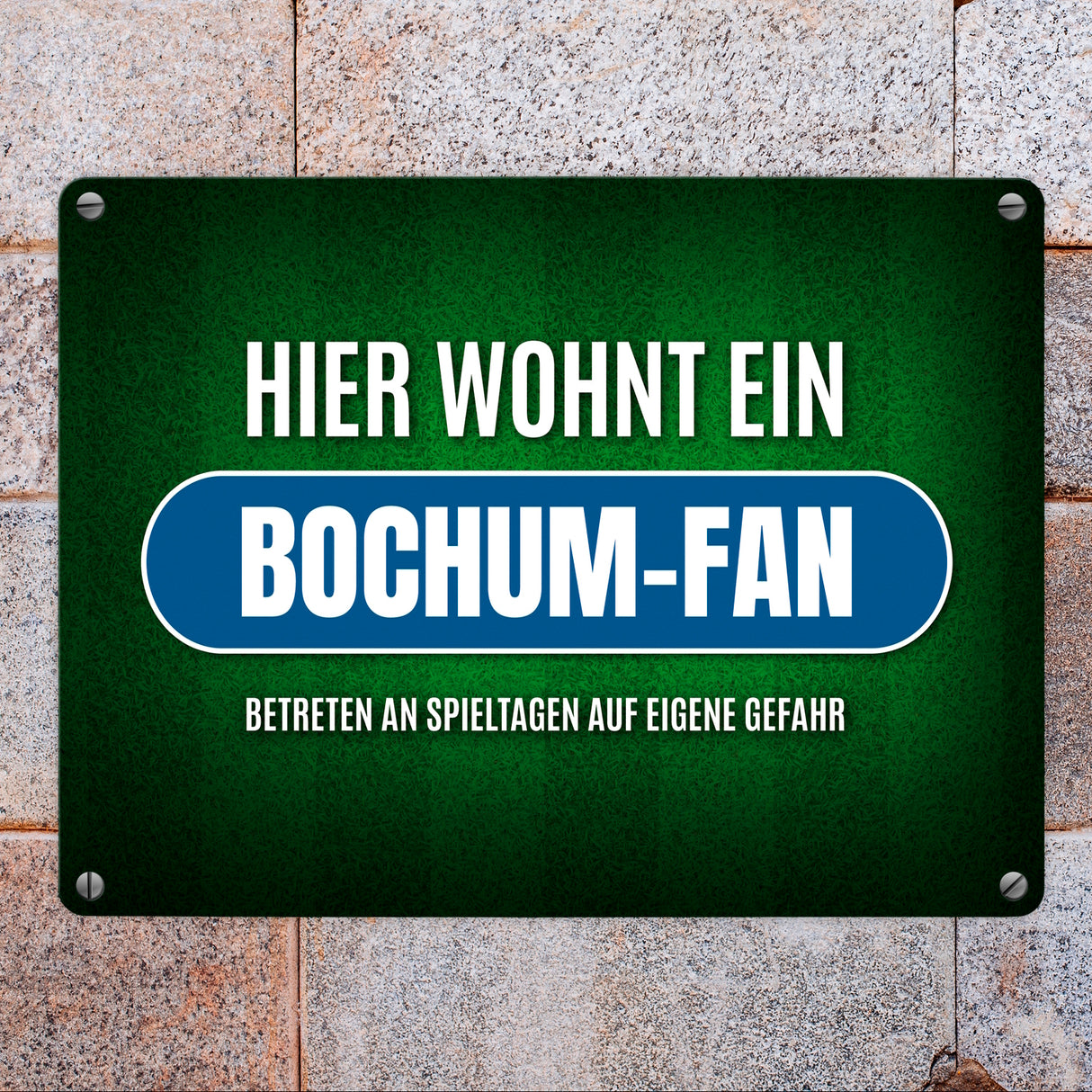 Hier wohnt ein Bochum-Fan Metallschild mit Rasen Motiv