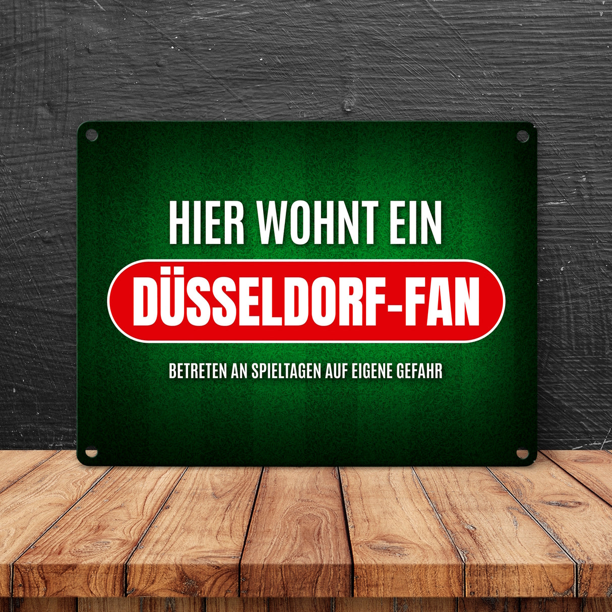 Hier wohnt ein Düsseldorf-Fan Metallschild mit Rasen Motiv