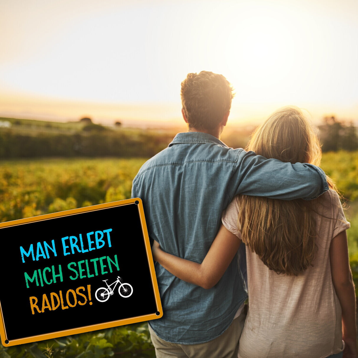Man erlebt mich selten radlos Metallschild - Fahrrad, Mountainbike, BMX, Rennrad, Hobby, Liebe, Natur, Rat