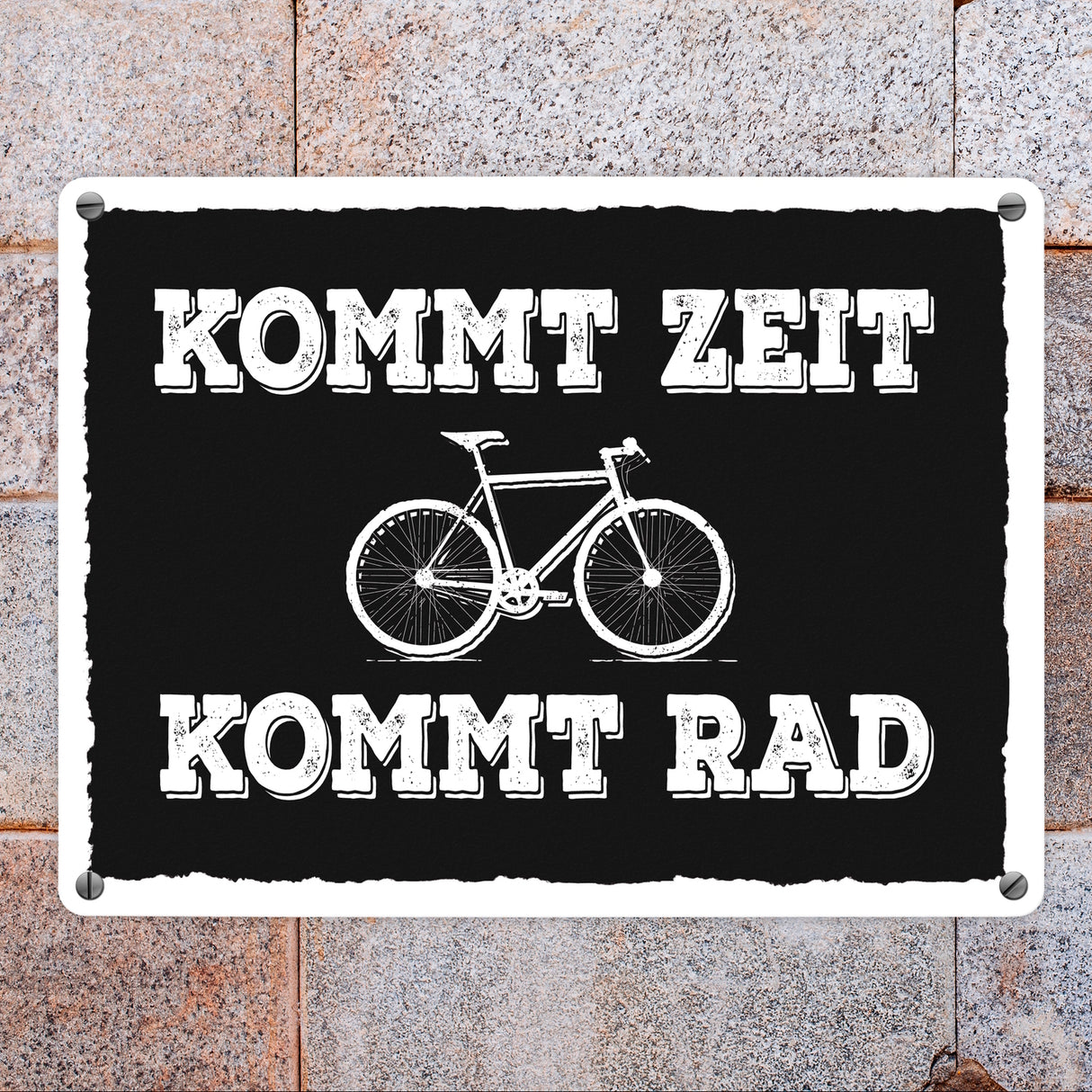 Kommt Zeit kommt Rad Metallschild mit Fahrrad Motiv