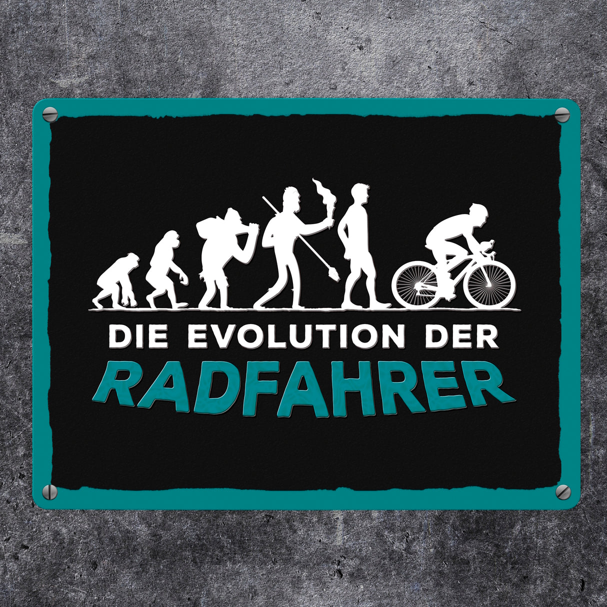 Die Evolution der Radfahrer Metallschild