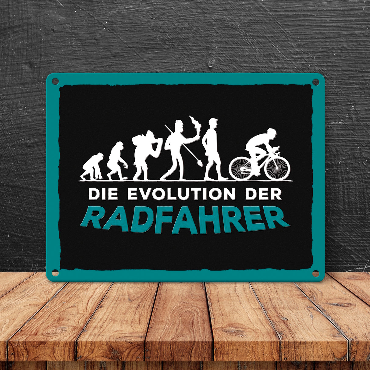 Die Evolution der Radfahrer Metallschild
