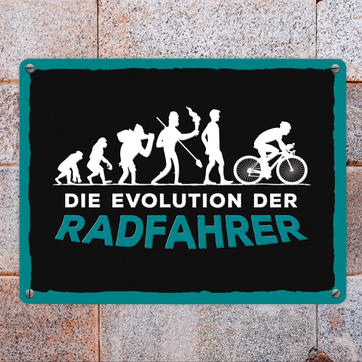 Die Evolution der Radfahrer Metallschild