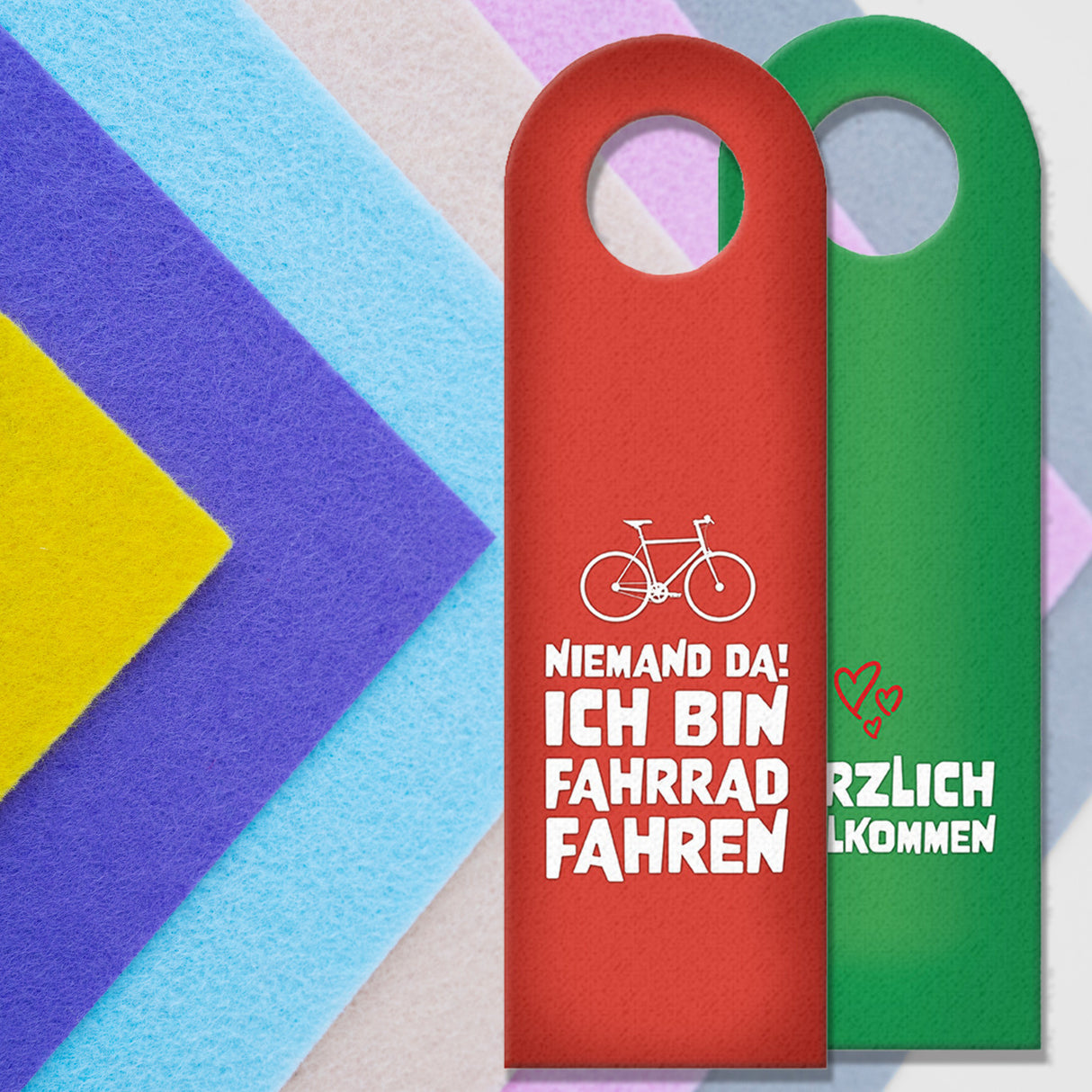 Willkommen oder bin Fahrrad fahren Türhänger -grün