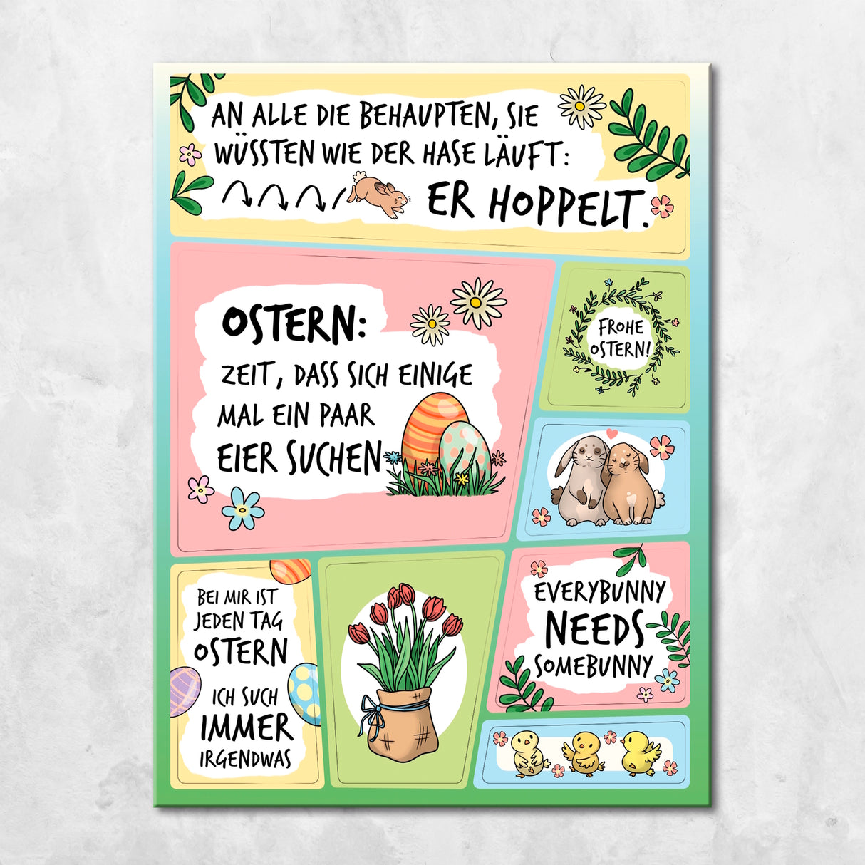 Ostern Sprüche Kühlschrankmagnete im 8er Set