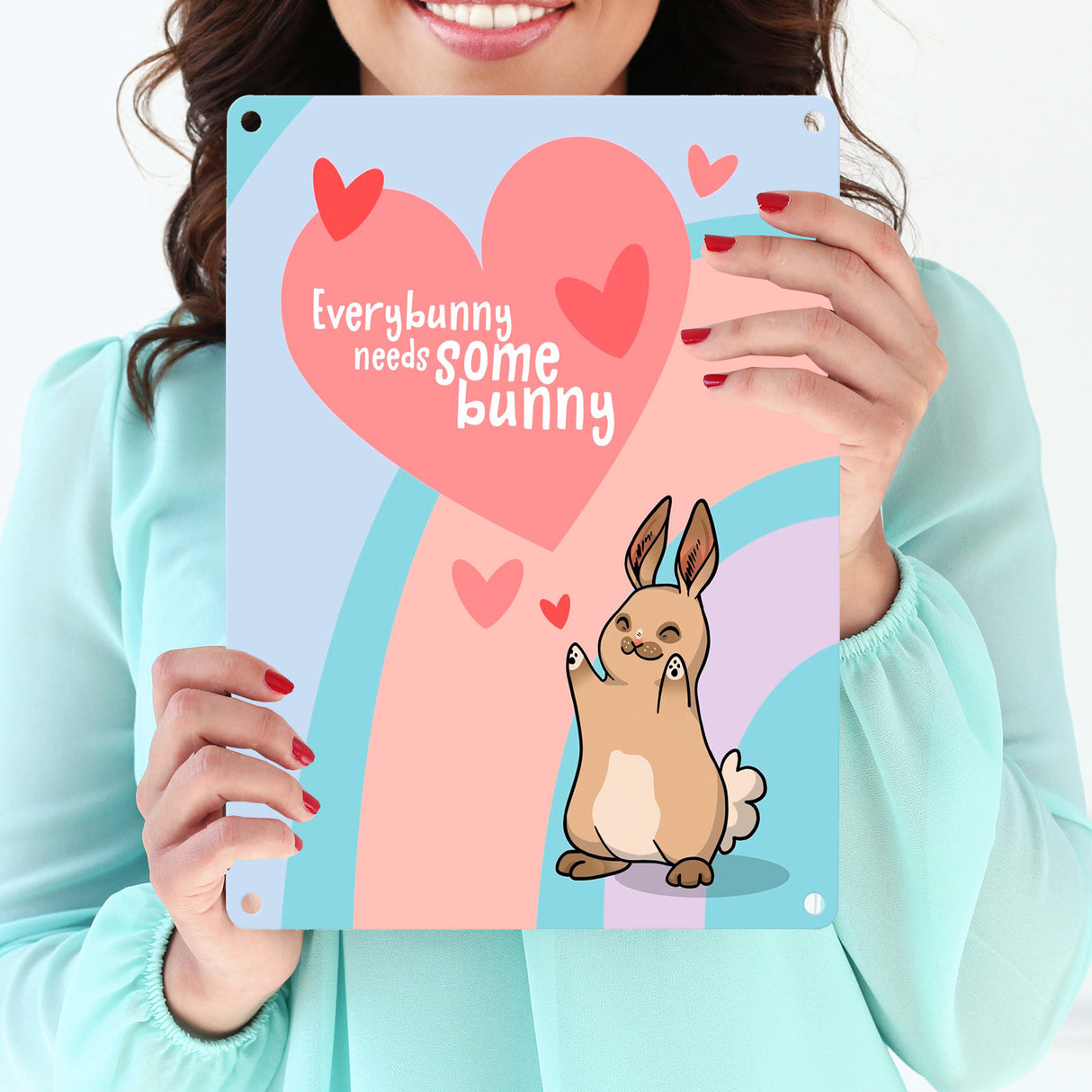 Everybunny needs somebunny Metallschild mit Hase Motiv