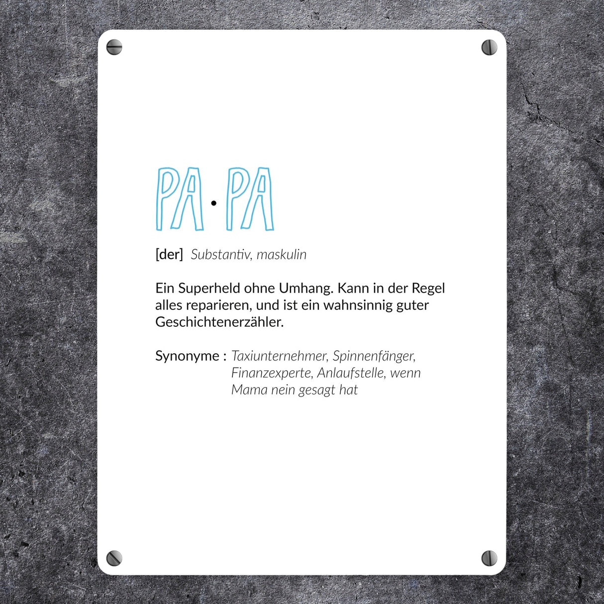 Definition Papa Metallschild