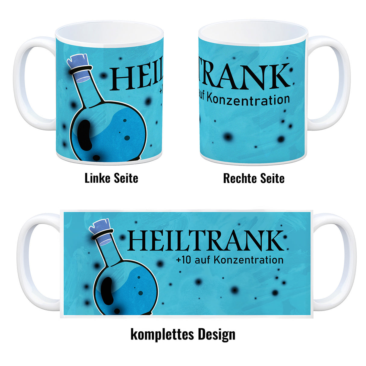 Kaffeebecher mit Heiltrank Motiv für alle Nerds und Geeks
