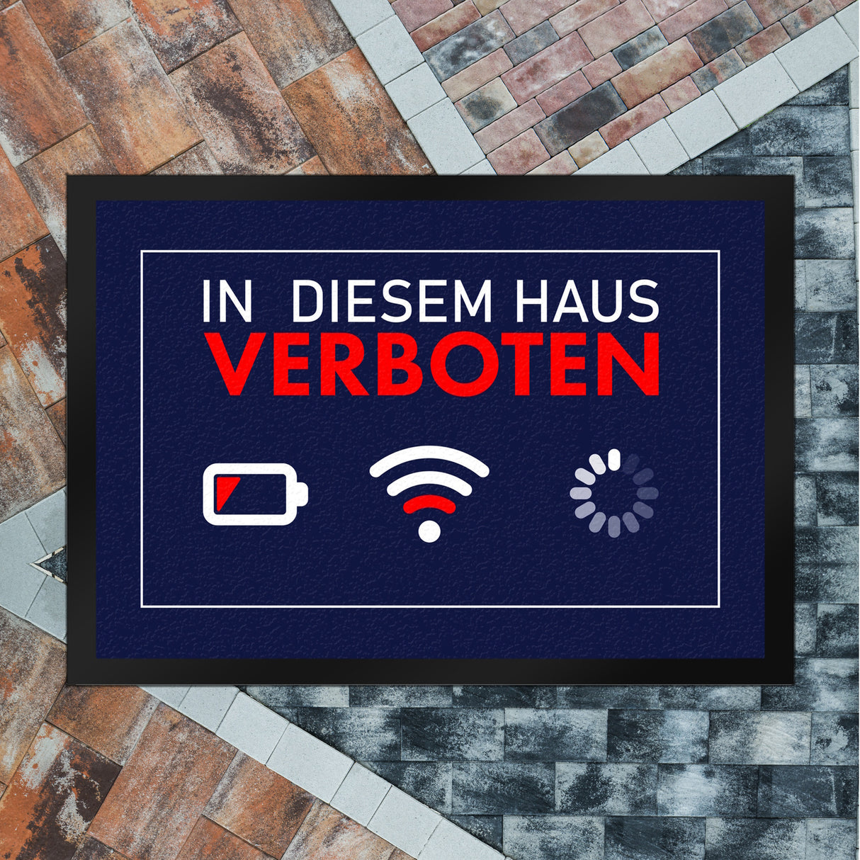 In diesem Haus verboten Fußmatte mit Internet-Symbolen