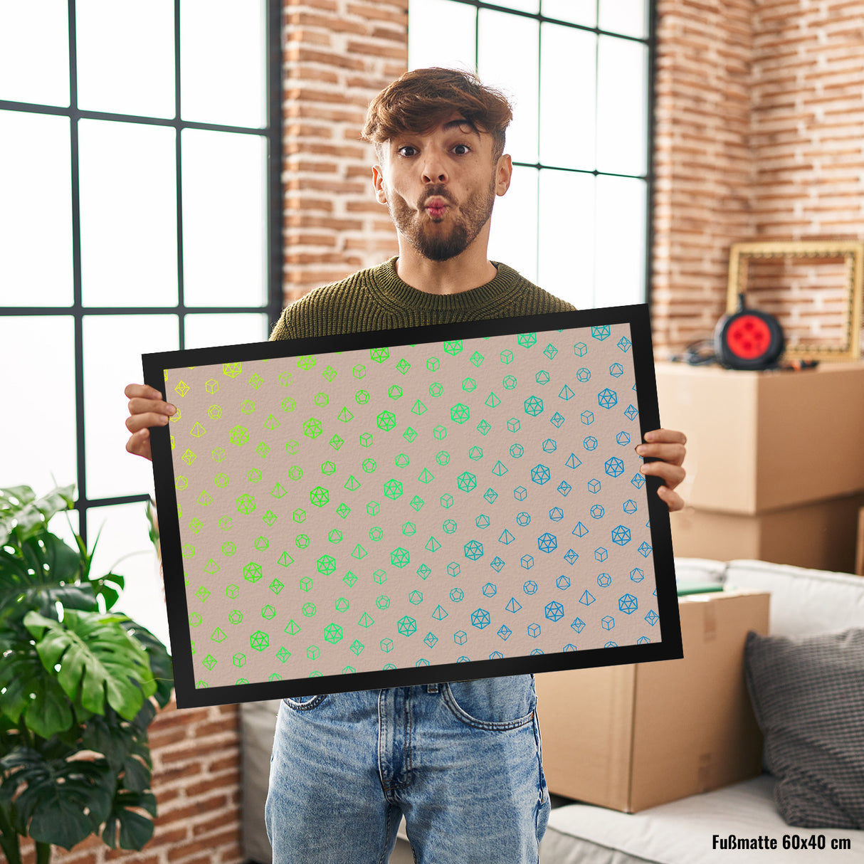 Tabletop Fußmatte mit coolem Würfelmuster