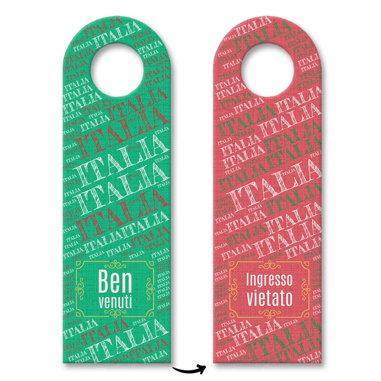 Türhänger Benvenuti - Ingresso Vietato in den Nationalfarben von Italien