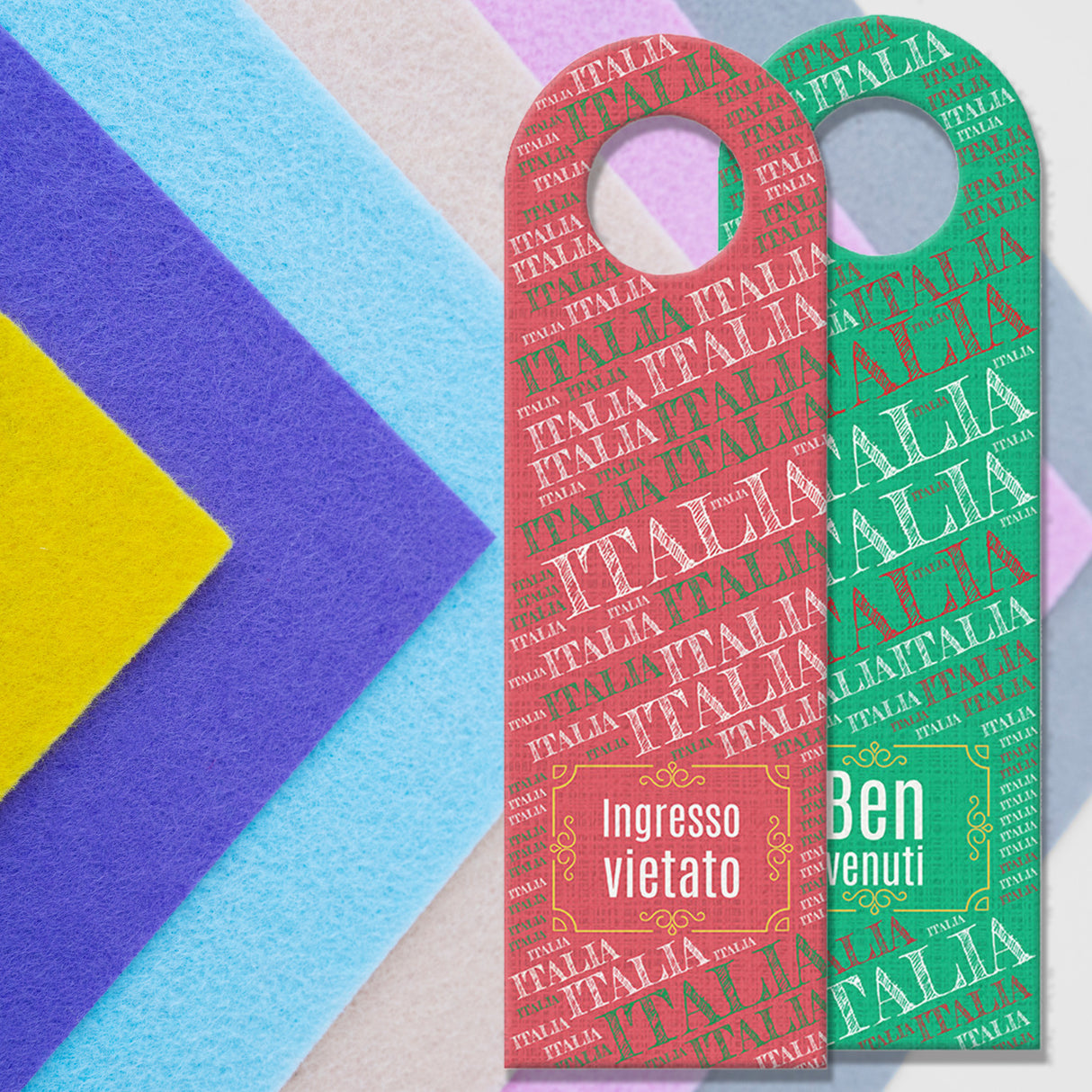 Türhänger Benvenuti - Ingresso Vietato in den Nationalfarben von Italien