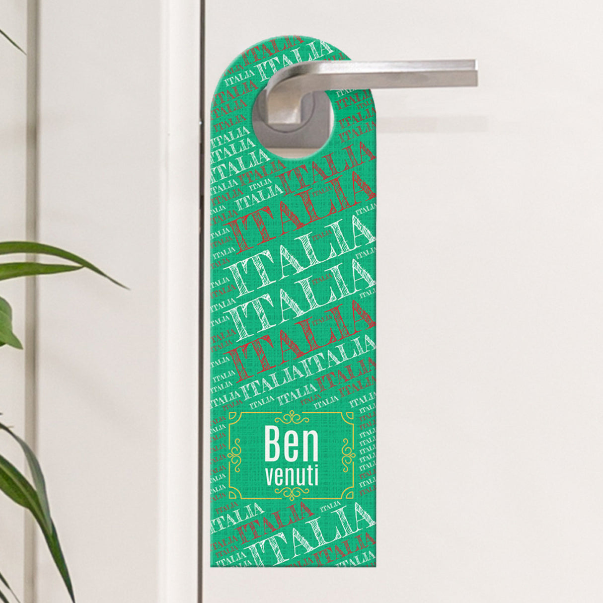Türhänger Benvenuti - Ingresso Vietato in den Nationalfarben von Italien
