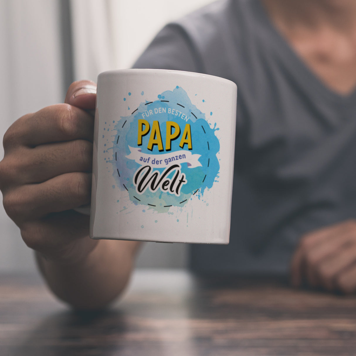Für den besten Papa Kaffeebecher mit Wasserfarben Motv