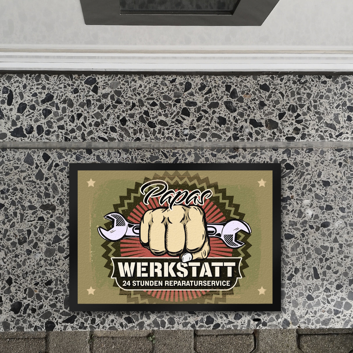 Papas Werkstatt Fußmatte im rostigen Retrolook