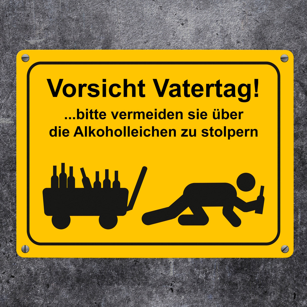 Vorsicht Vatertag Metallschild mit lustigem Warnmännchen