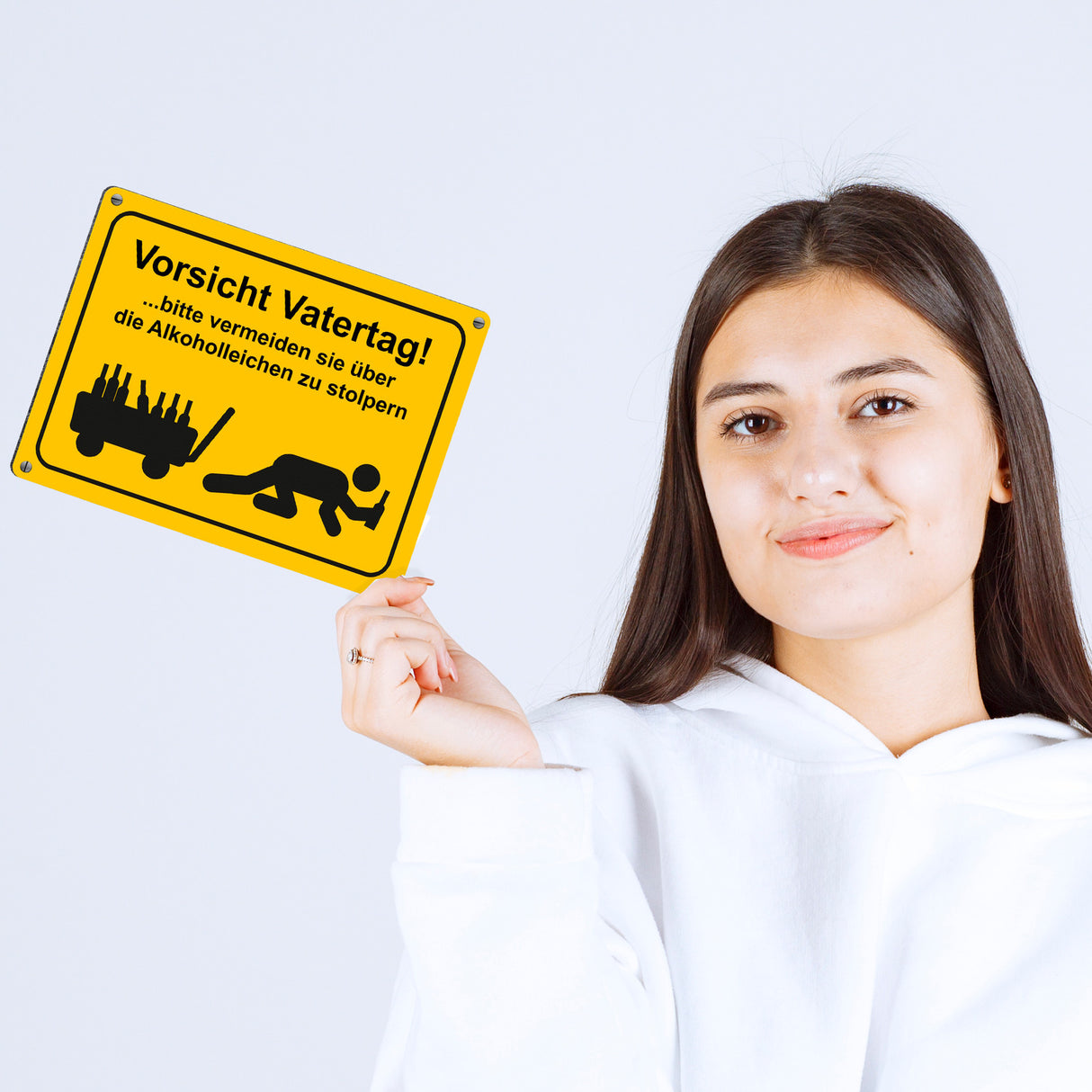 Vorsicht Vatertag Metallschild mit lustigem Warnmännchen