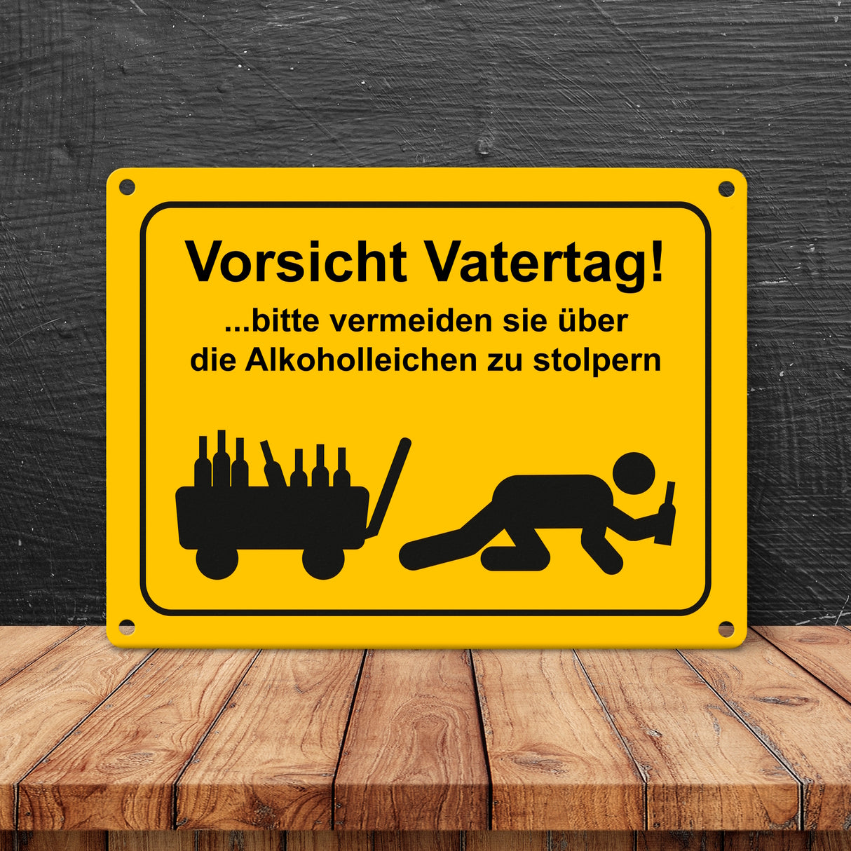 Vorsicht Vatertag Metallschild mit lustigem Warnmännchen