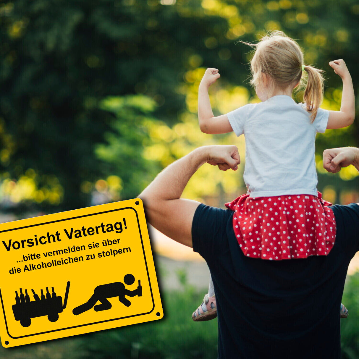 Vorsicht Vatertag Metallschild mit lustigem Warnmännchen