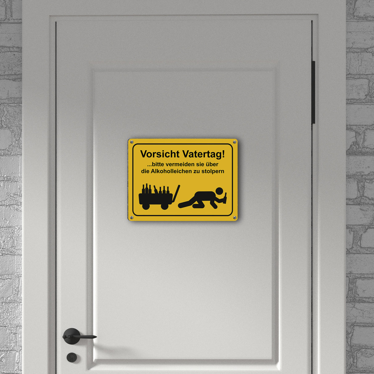 Vorsicht Vatertag Metallschild mit lustigem Warnmännchen