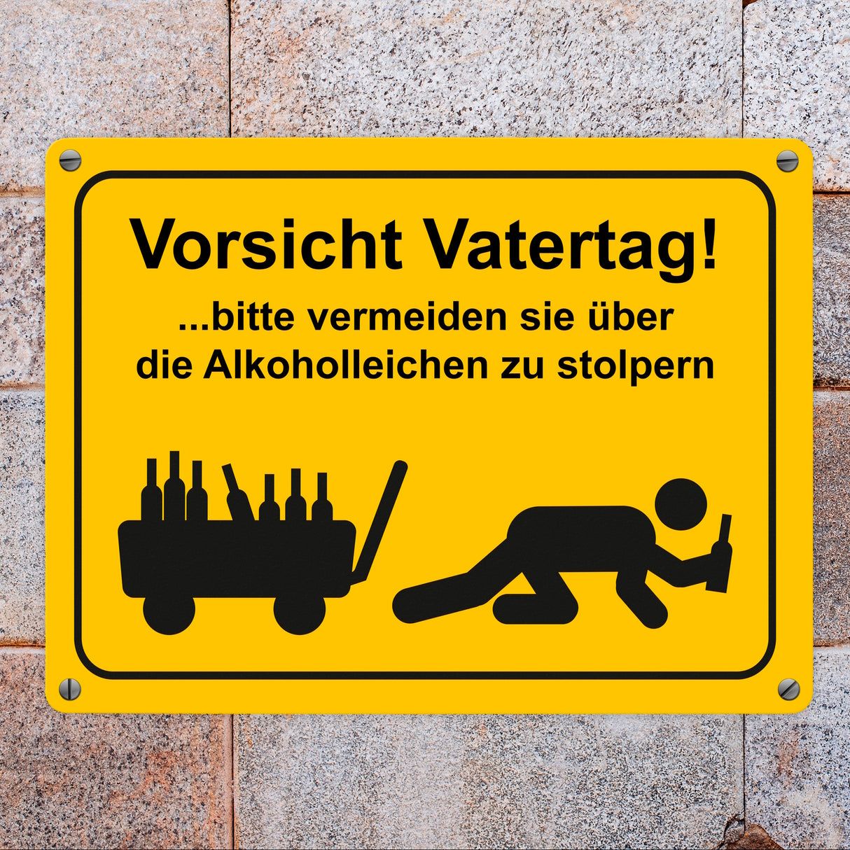 Vorsicht Vatertag Metallschild mit lustigem Warnmännchen