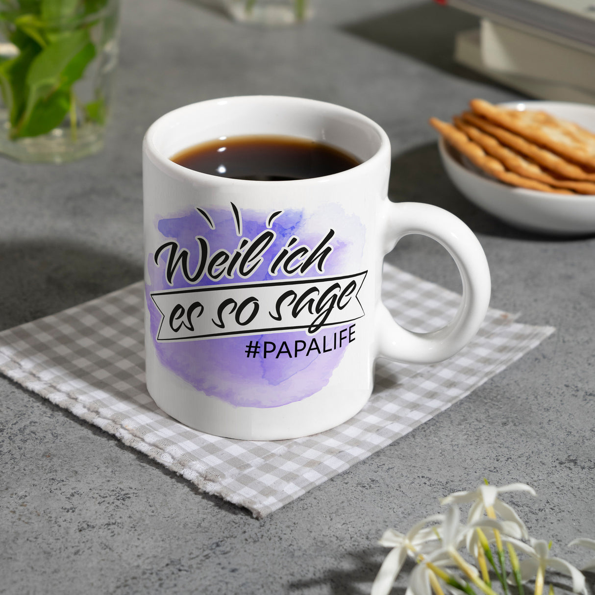Papalife, Weil ich es sage Kaffeebecher mit Wasserfarbenmotiv