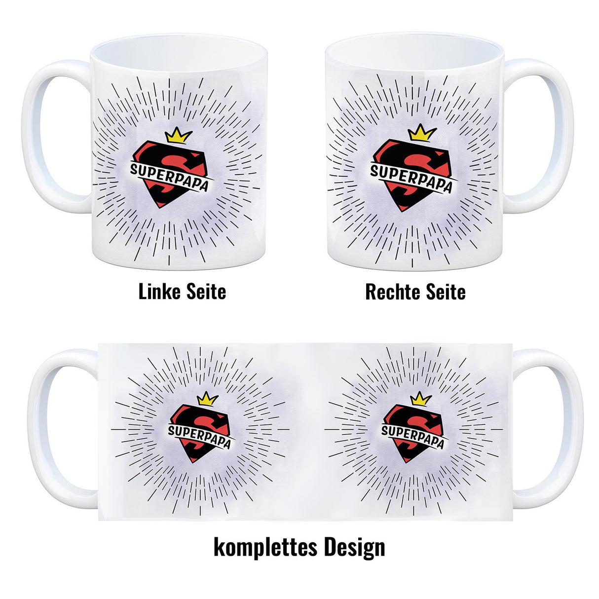 Superpapa Kaffeebecher mit Superheldensymbol