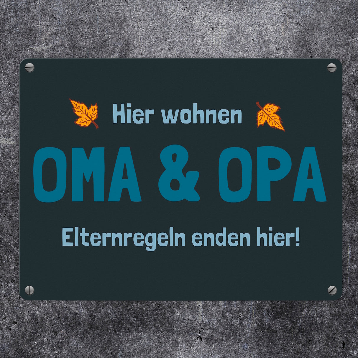 Hier wohnen Oma & Opa - Elternregeln enden hier! Metallschild